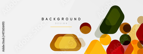 Color bubbles and rounded geometric shapes on white. Vector geometric minimal abstract background for wallpaper, banner, background, landing page