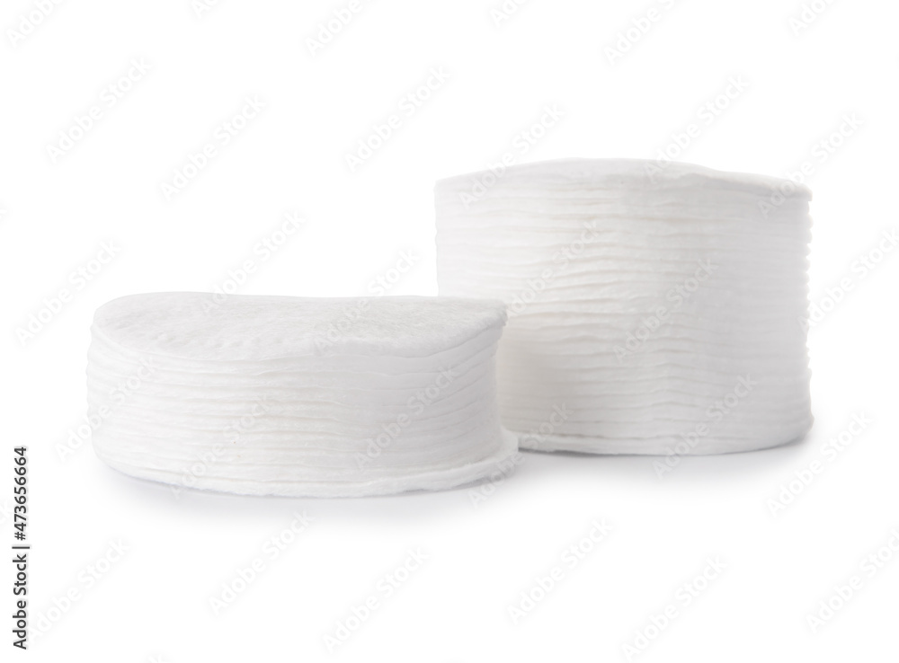 Clean cotton pads isolated on white