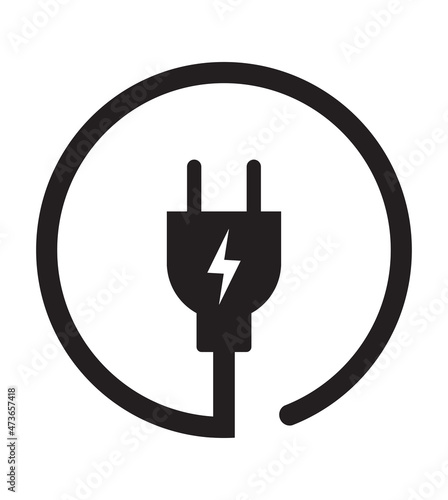 Electric plug icon. Electrical plug with lighting symbol. Green energy logo or icon vector design template with electric plugs  photo