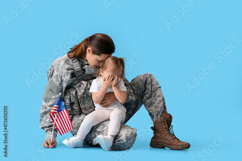 Female soldier and her sad ...