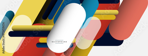 Overlapping round shapes and lines background. Vector illustration for wallpaper banner background or landing page