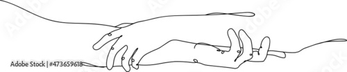 One line continuous abstract arms supporting each other