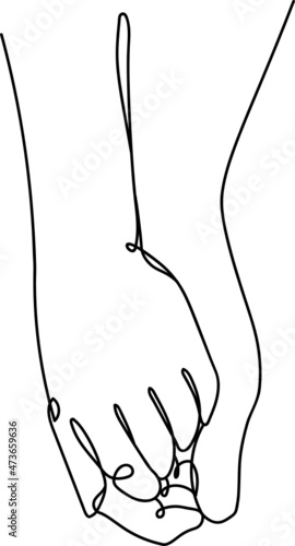One line continuous abstract love couple holding hands