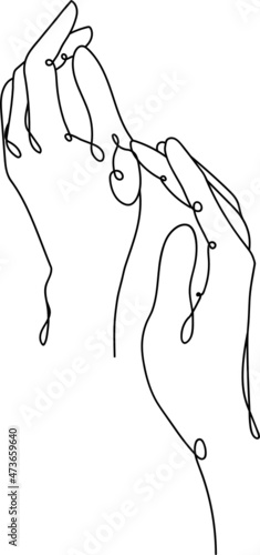 One line continuous abstract hand applying skin care hand cream