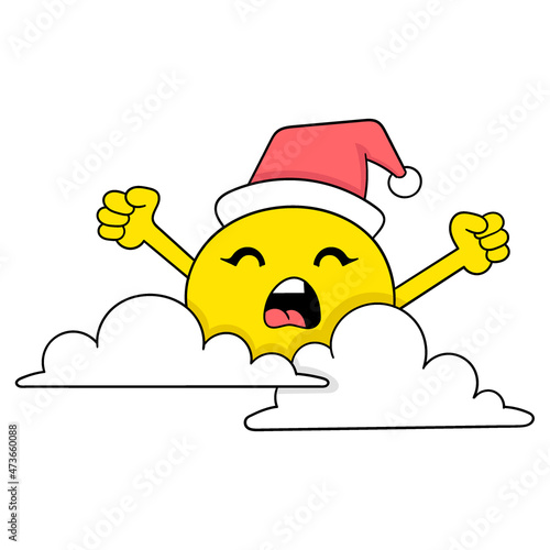 sunrise on a beautiful christmas morning, doodle icon image kawaii