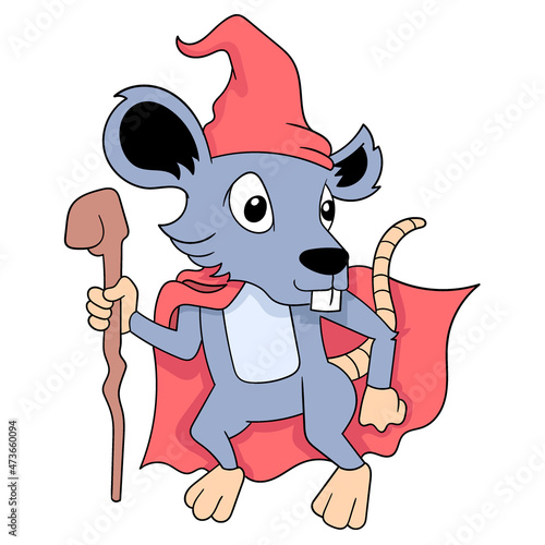 the mouse is wearing a witch costume, doodle icon image kawaii