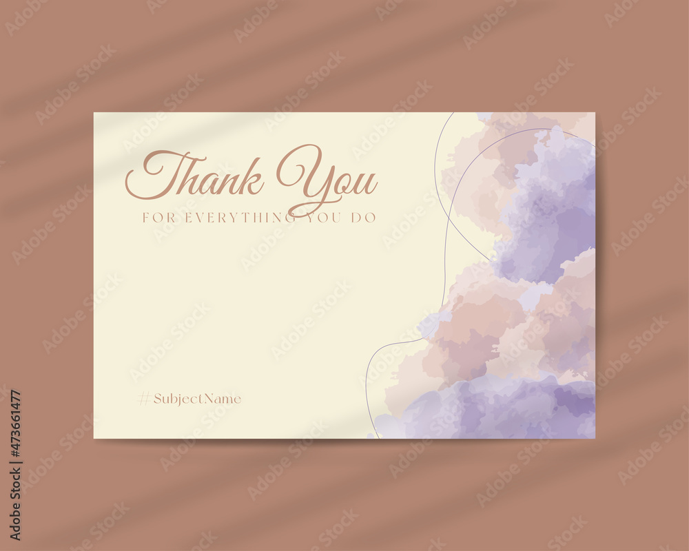 Beautiful Watercolor Thank You Card for Small Business or Wedding Card