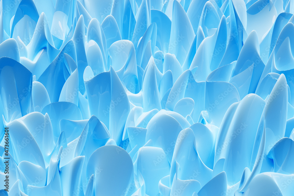 Obraz premium 3d illustration of a geometric stripes similar to waves. Abstract blue square crossing lines pattern