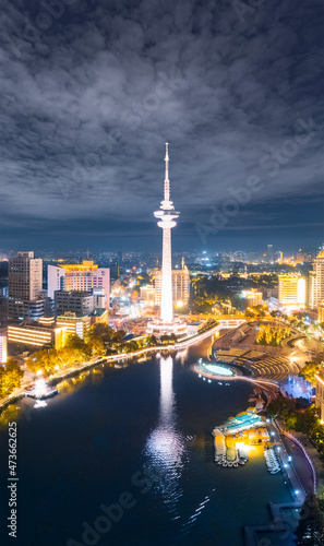 Night view of TV Tower in Nantong City, Jiangsu Province © Weiming
