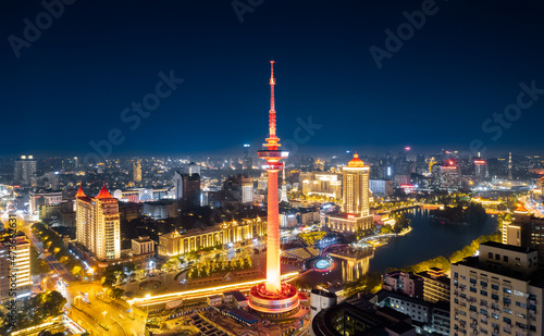 Night view of TV Tower in Nantong City  Jiangsu Province