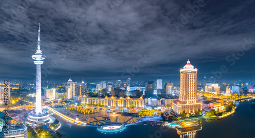 Night view of TV Tower in Nantong City  Jiangsu Province
