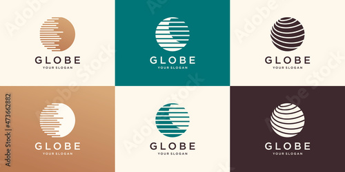 Technology globe logo designs template, World Tech logo template