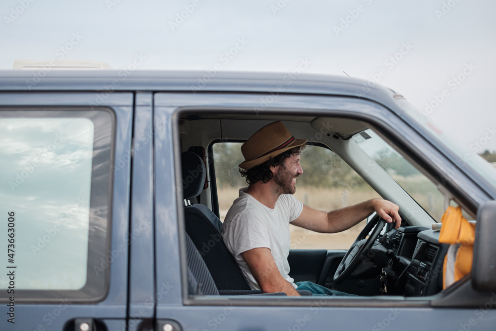 happy man drives a camper van happy man drives a camper van