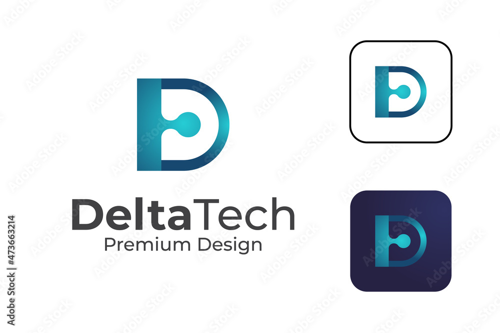 Modern letter D circuit technology logo for identity brand Modern letter D circuit technology logo for identity brand