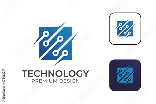 processor chip computer logo for computer components technology abstract gradient logo design