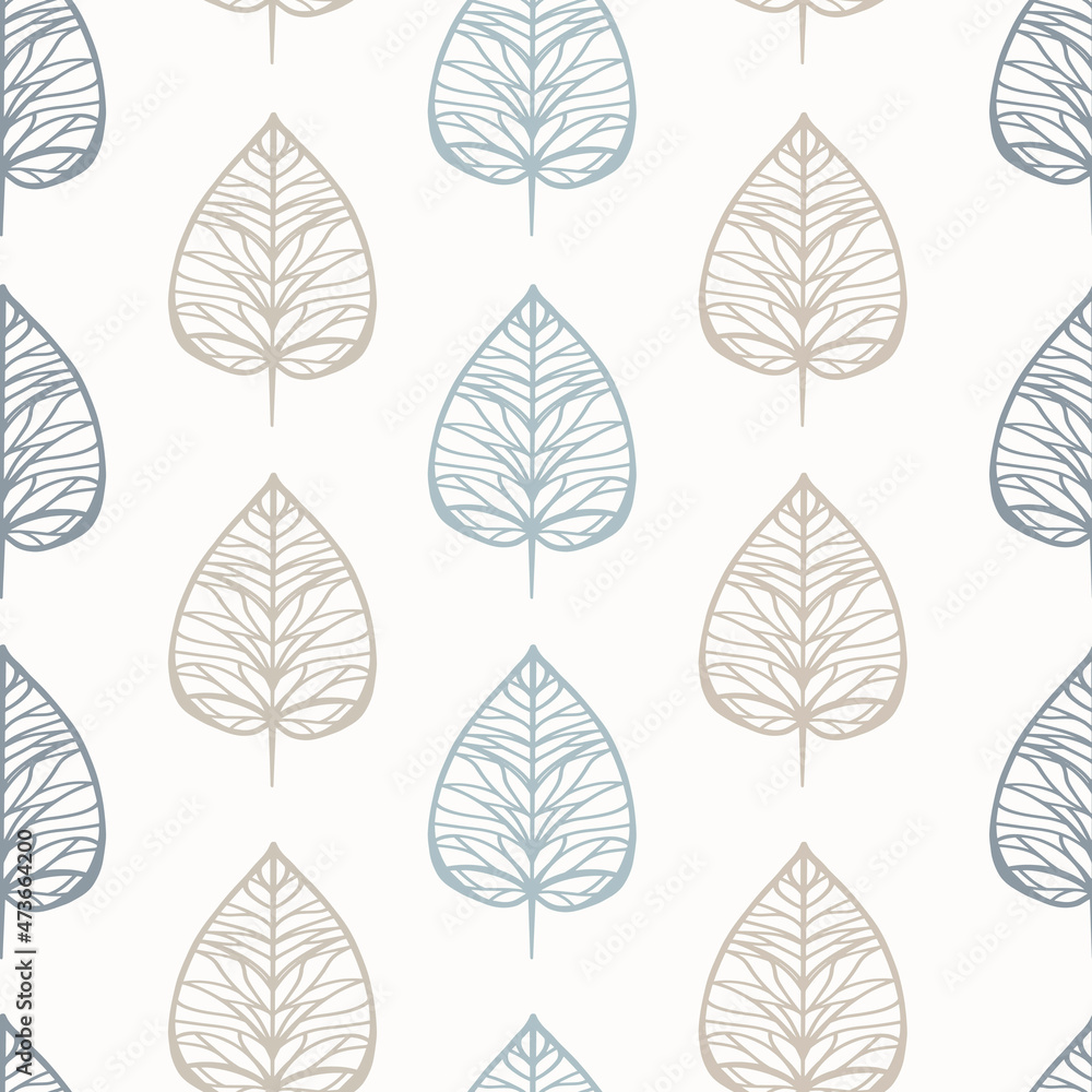 Seamless background with leaves of gentle color. Pattern for different types of printing, textiles.
