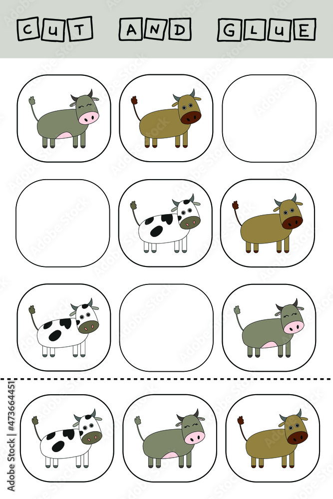 Vector illustration of mead animals lacking the desired element. paper game for the development of preschoolers. Cut out parts of the image and glue on the animal. A fun game for kids and kids
Vector illustration of mead animals lacking the desired element. paper game for the development of preschoolers. Cut out parts of the image and glue on the animal. A fun game for kids and kids