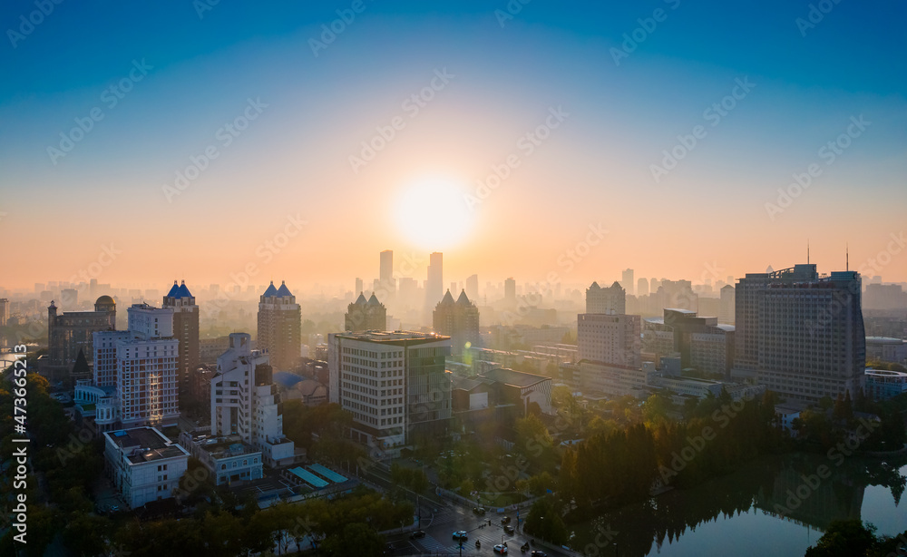 Obraz premium Urban environment of Haohe scenic spot, Nantong City, Jiangsu Province