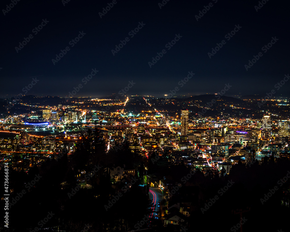 Portland Oregon city lights during the blue hour Portland Oregon city lights during the blue hour