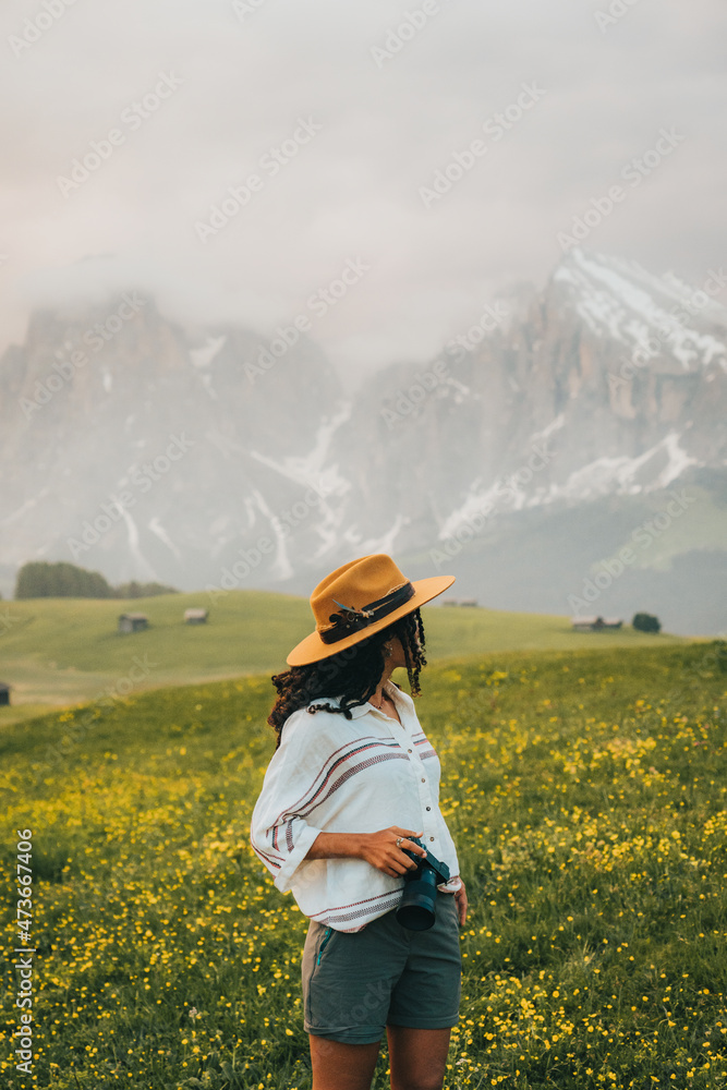 Tourist in dolomites, italy. Tourist in dolomites, italy.