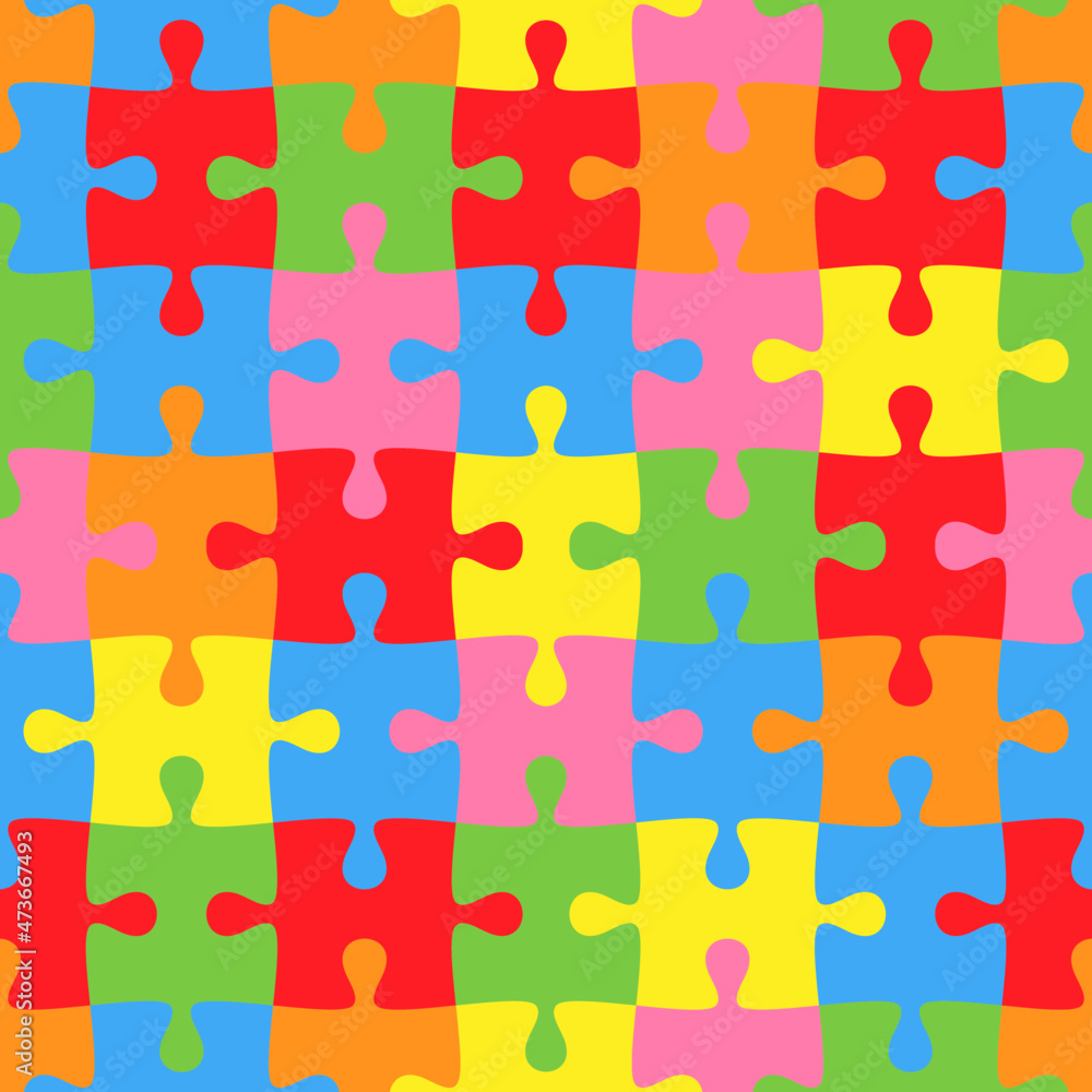 Puzzle seamless color pattern stock vector.