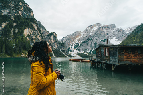 Wallpaper Mural Girl alone in front of a lake. Torontodigital.ca