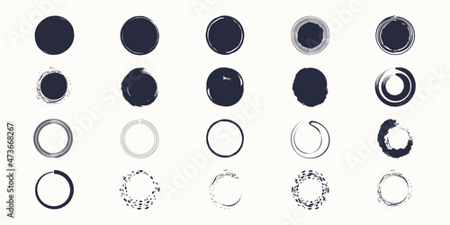 set of Black abstract grunge circle Frame