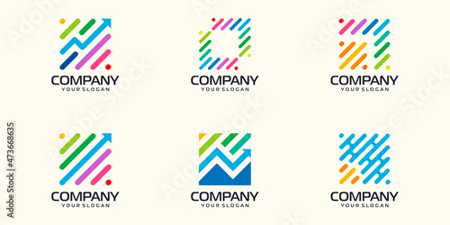set of symbols arrow technology digital, biotechnology, tech icons logo design template.