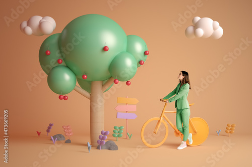 Woman with bicycle photo