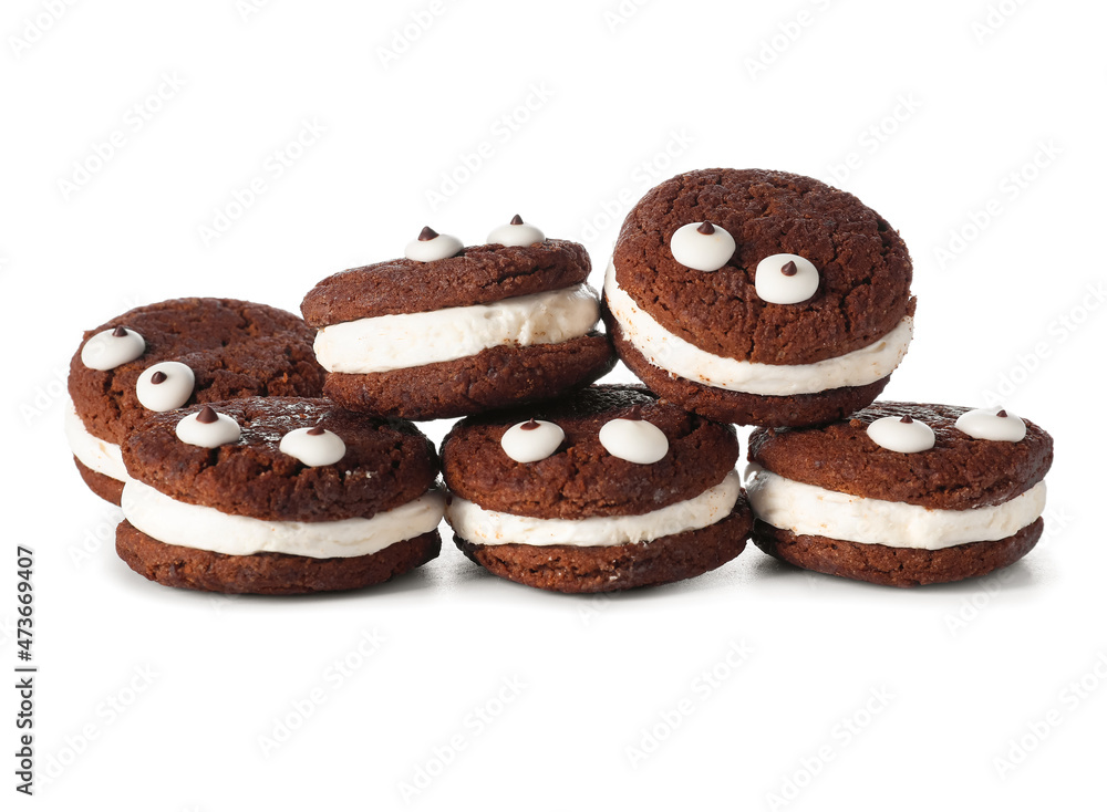 Funny cookies on white background
