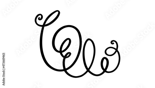Squiggle and swirl line. Hand drawn calligraphic swirl. Vector illustration in doodle style