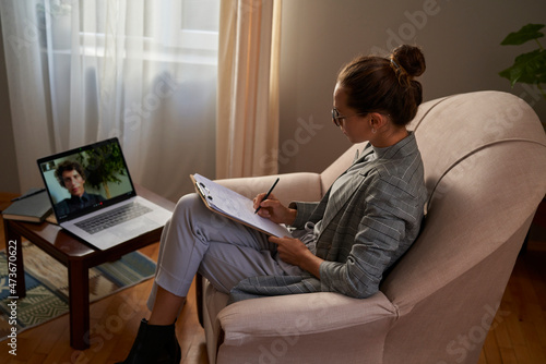 An online psychotherapy done via video call