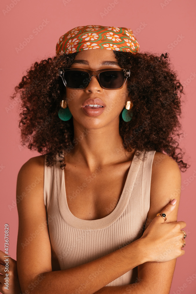 Trendy hipster woman in sunglasses Trendy hipster woman in sunglasses