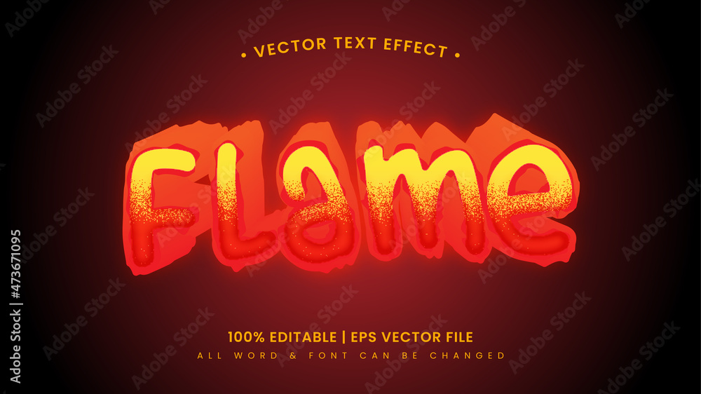 Flame 3d text style effect. Editable illustrator text style.