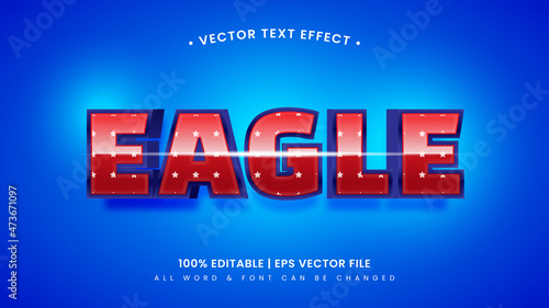 Eagle american flag 3d text style effect. Editable illustrator text style.