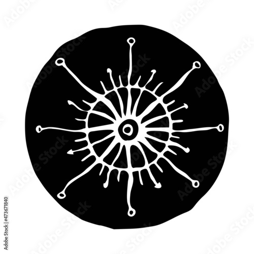 Round sketch, sun symbols in ethnic style, vector illustration