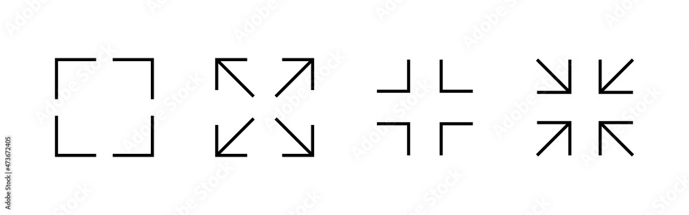 Fullscreen Icon set. Expand to full screen sign and symbol. Arrows symbol Fullscreen Icon set. Expand to full screen sign and symbol. Arrows symbol