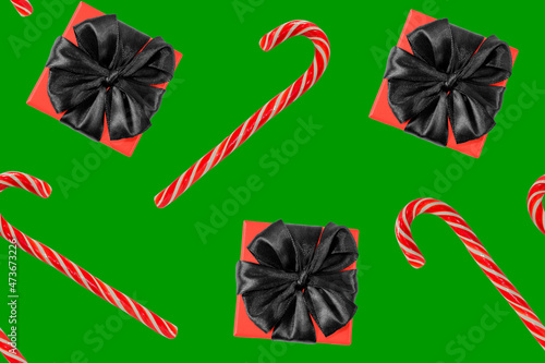 seamless pattern of gift box and christmas candy