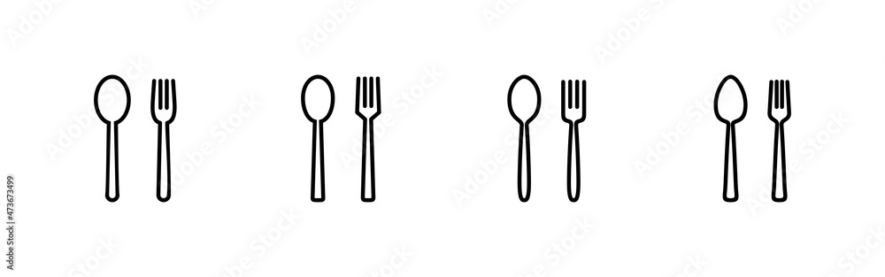 spoon and fork icons set. spoon, fork and knife icon vector. restaurant sign and symbol spoon and fork icons set. spoon, fork and knife icon vector. restaurant sign and symbol