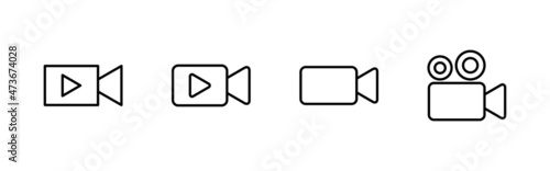 Video icons set. video camera sign and symbol. movie sign. cinema