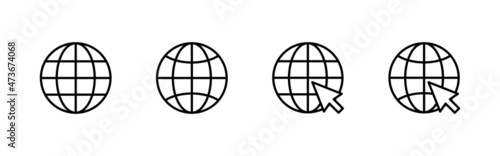 Web icons set. go to web sign and symbol. web click icon. Global search icon