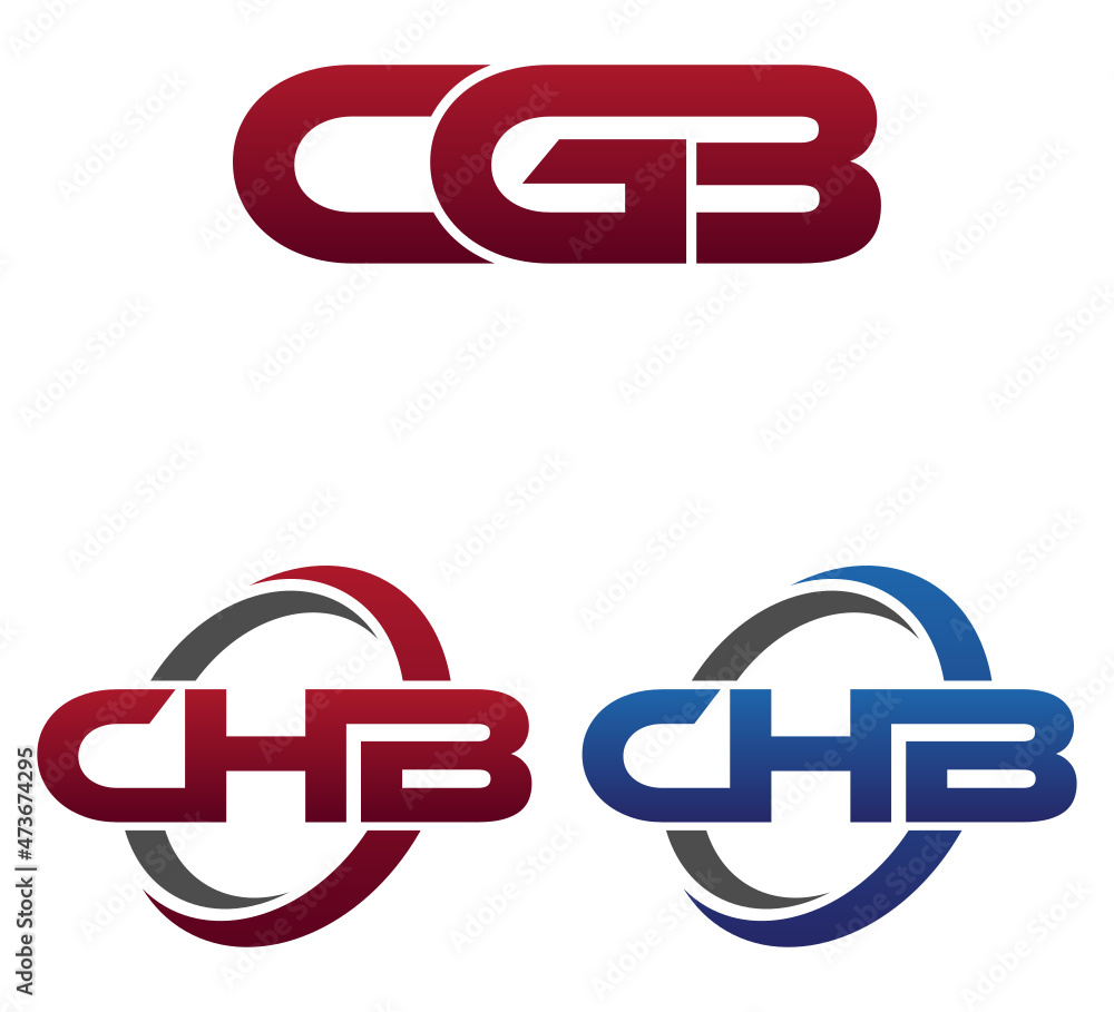 Modern 3 Letters Initial logo Vector Swoosh Red Blue CGB Modern 3 Letters Initial logo Vector Swoosh Red Blue CGB