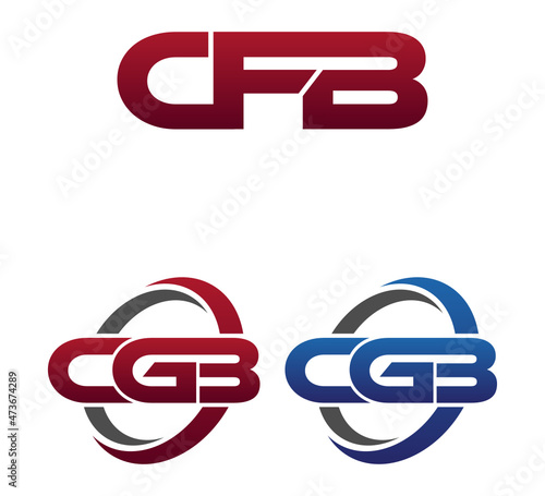Modern 3 Letters Initial logo Vector Swoosh Red Blue CFB