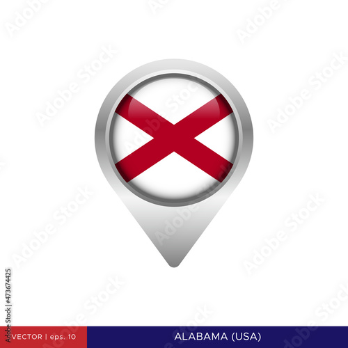 Alabama flag with map pin vector stock illustration design template. Vector eps 10. Free Download Alabama flag with map pin vector stock illustration design template. Vector eps 10. - GFXLoad