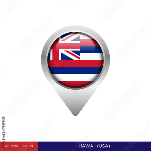 Hawaii flag with map pin vector stock illustration design template. Vector eps 10. Free Download Hawaii flag with map pin vector stock illustration design template. Vector eps 10. - GFXLoad