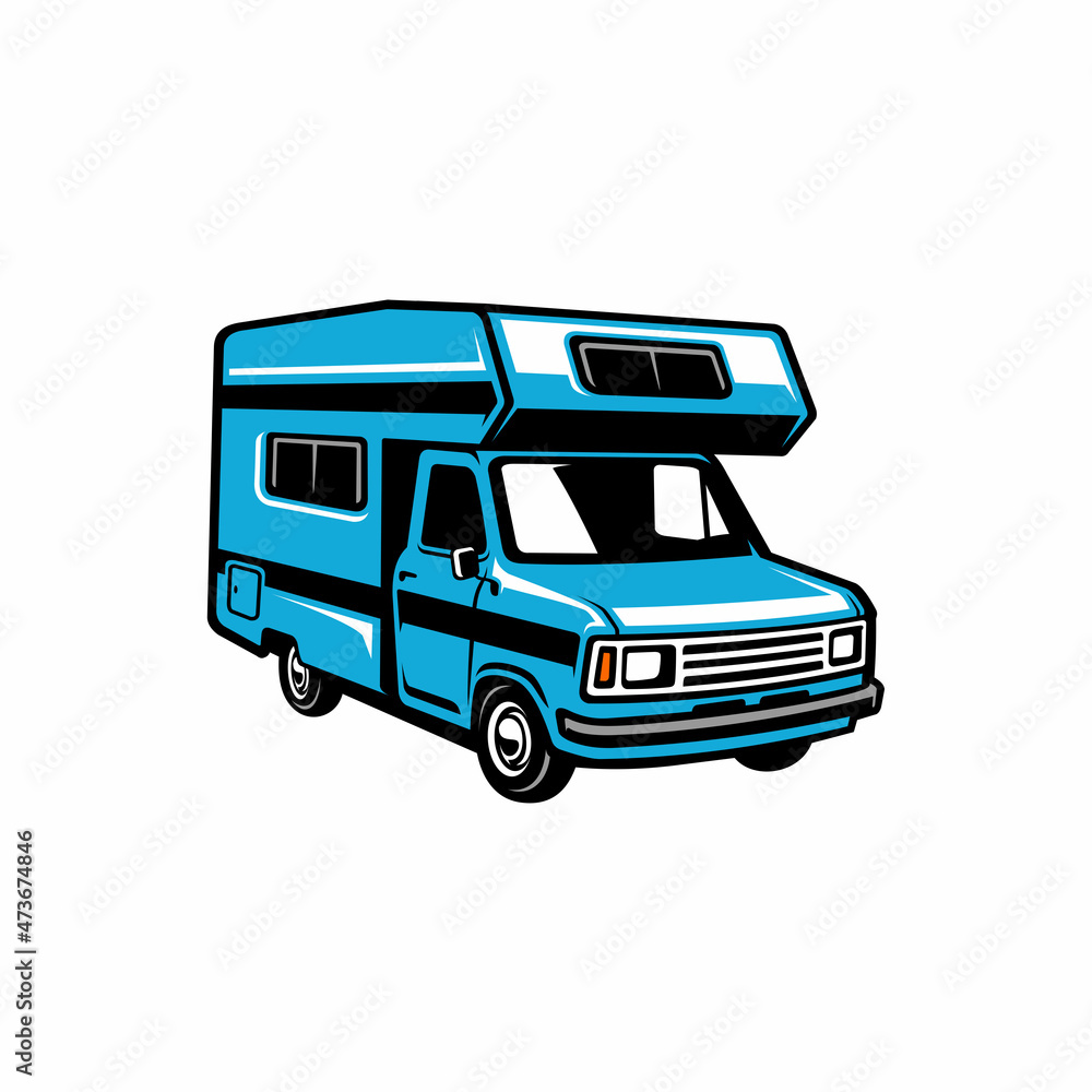 Classic Camper Van with High Roof illustration logo vector