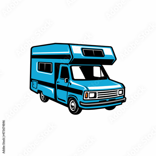 Classic Camper Van with High Roof illustration logo vector