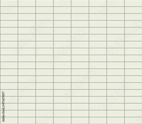 Subway tile pattern. Metro white ceramic bricks background. Vector realistic illustration.