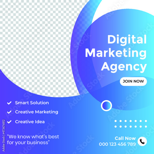 Digital marketing agency social media post template and Instagram post banner