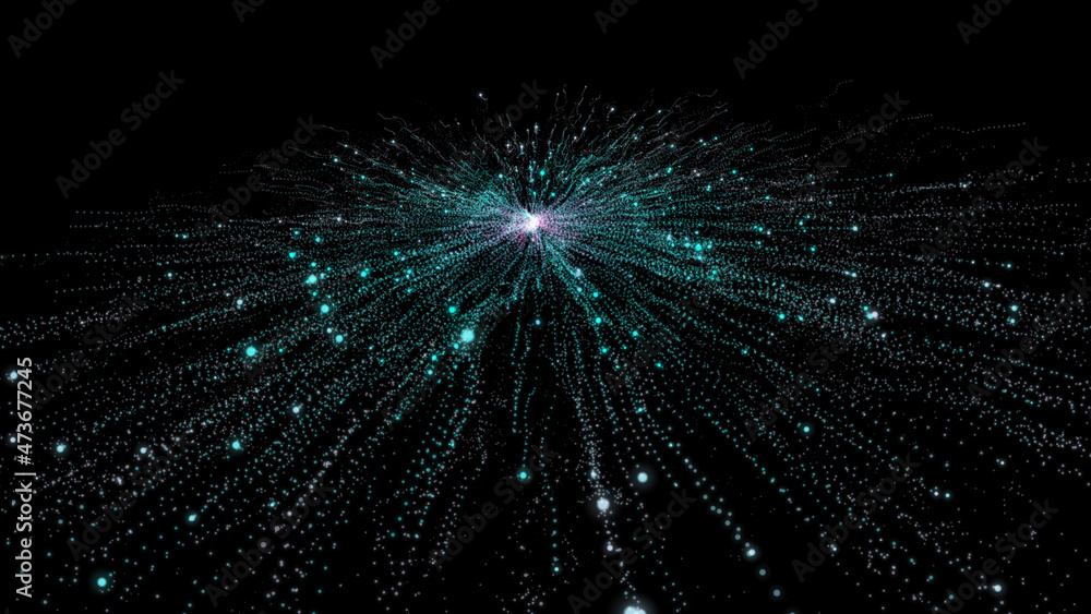 Fototapeta premium blue glowing abstraction on a black background. space abstraction.